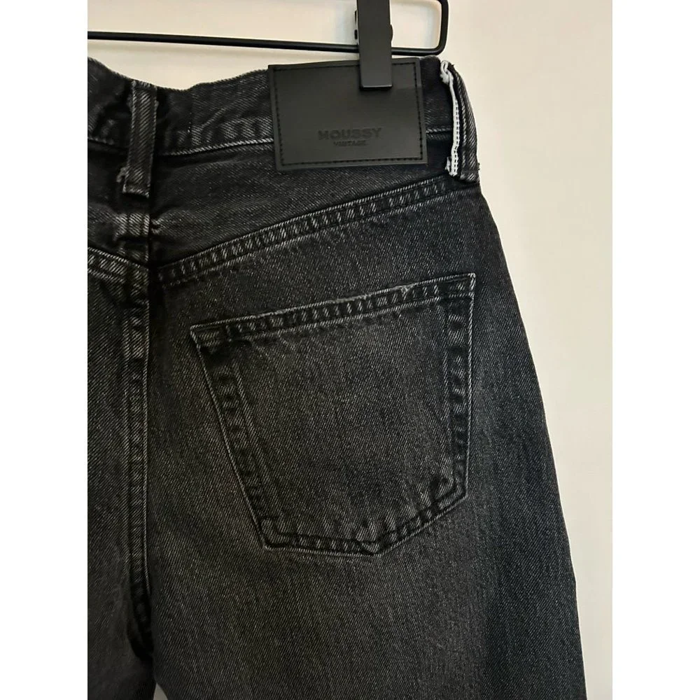 Moussy Vintage Detroit Wide Straight Leg Black Jeans NWT Size 27 - Picture 12 of 15